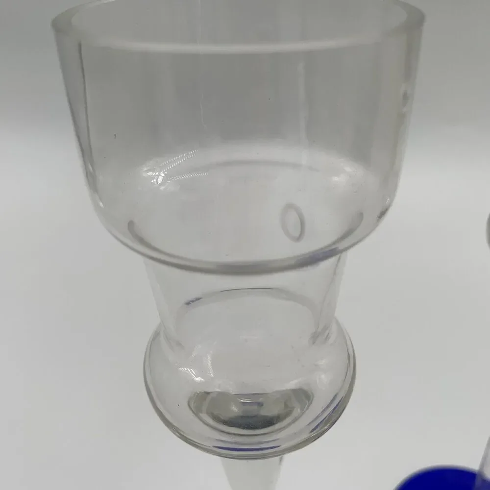 Vintage International Silver Company Crystal Glass Blue Candlesticks and Bowl